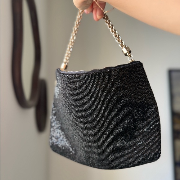Like new JIMMY CHOO Callie Black And Gold I Want Choo Beaded Clutch Bag $1,995 - Picture 10 of 14